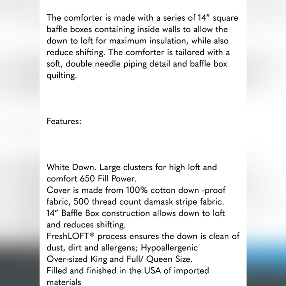 Hotel Grand White Down Comforter, new - Picture 11 of 12